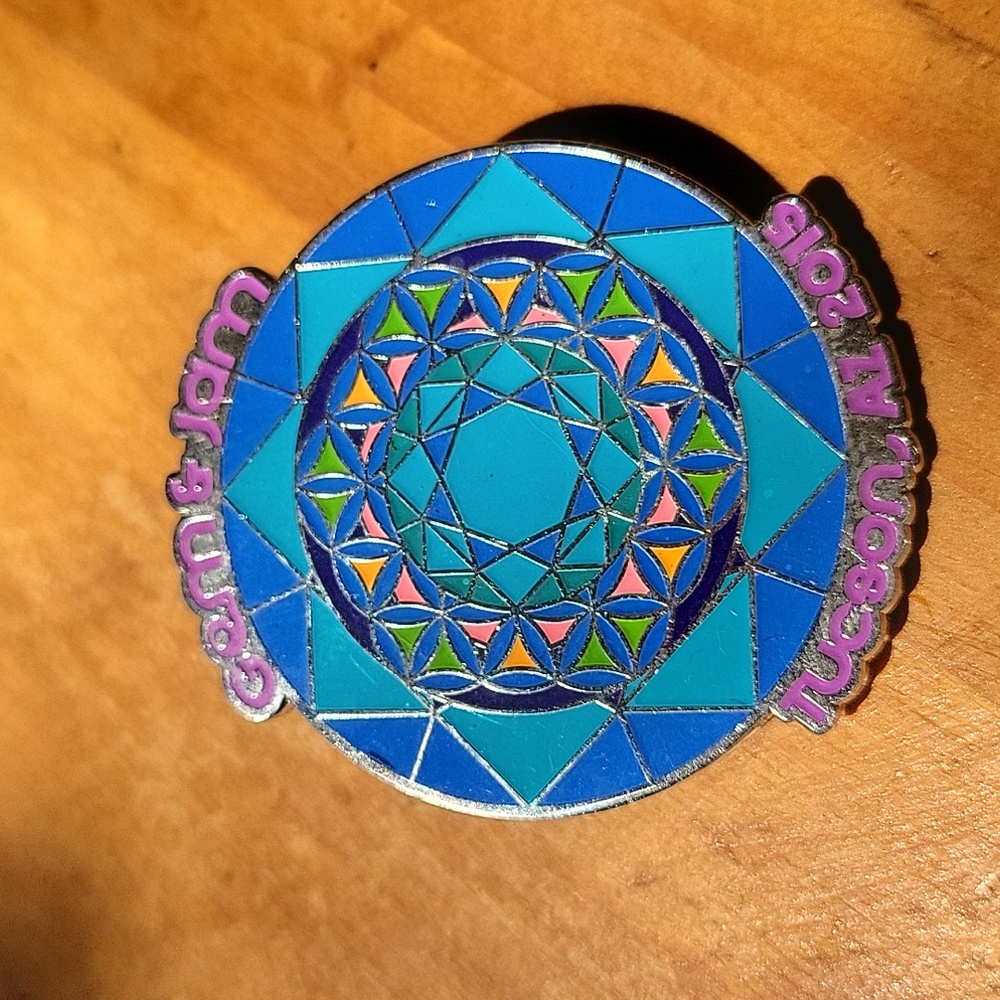 Tucson Gem And Jam 2015 Enamel Hat Pin Sacred Geometry Flower Of Life